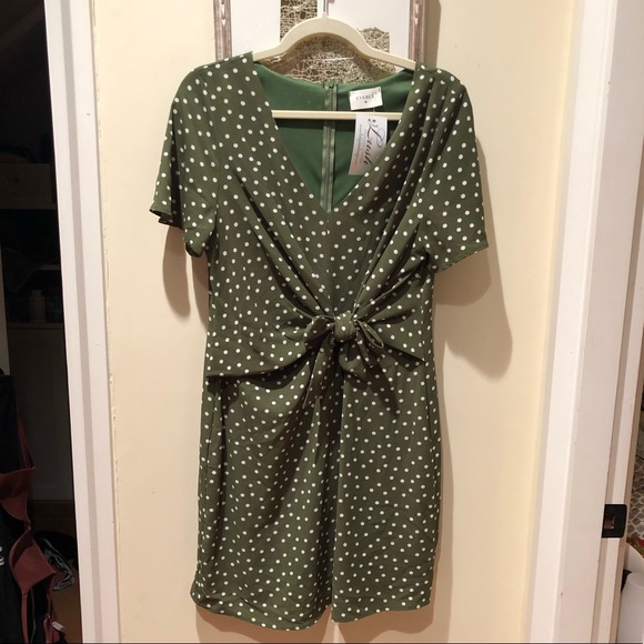 Lush Dresses & Skirts - Green polka dot dress with tie front